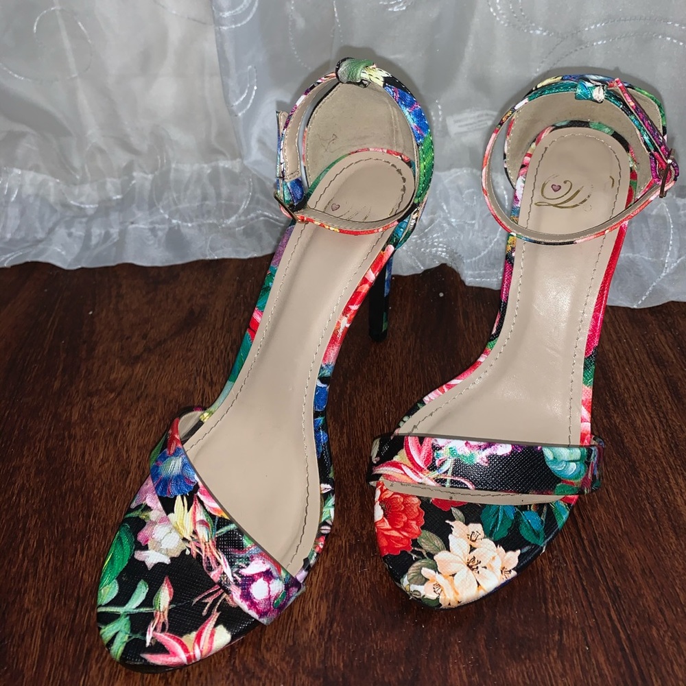 Floral one strap heel